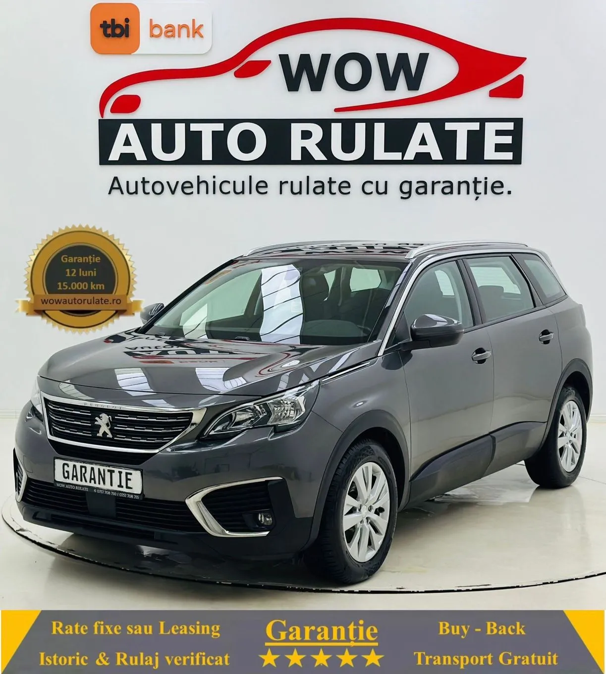 PEUGEOT 5008 2018 1.2I E6 GARANTIE 12 LUNI Rate Avans 0 Doar cu Buletinul 2018 - WOW Auto Rulate