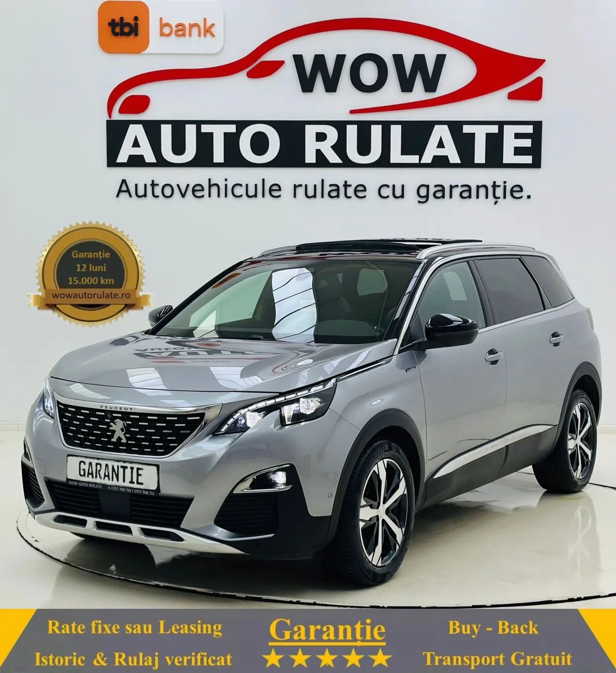 PEUGEOT 5008 2019 1.2I E6 GARANTIE 12 LUNI Rate Avans 0 Doar cu Buletinul 2019 - WOW Auto Rulate
