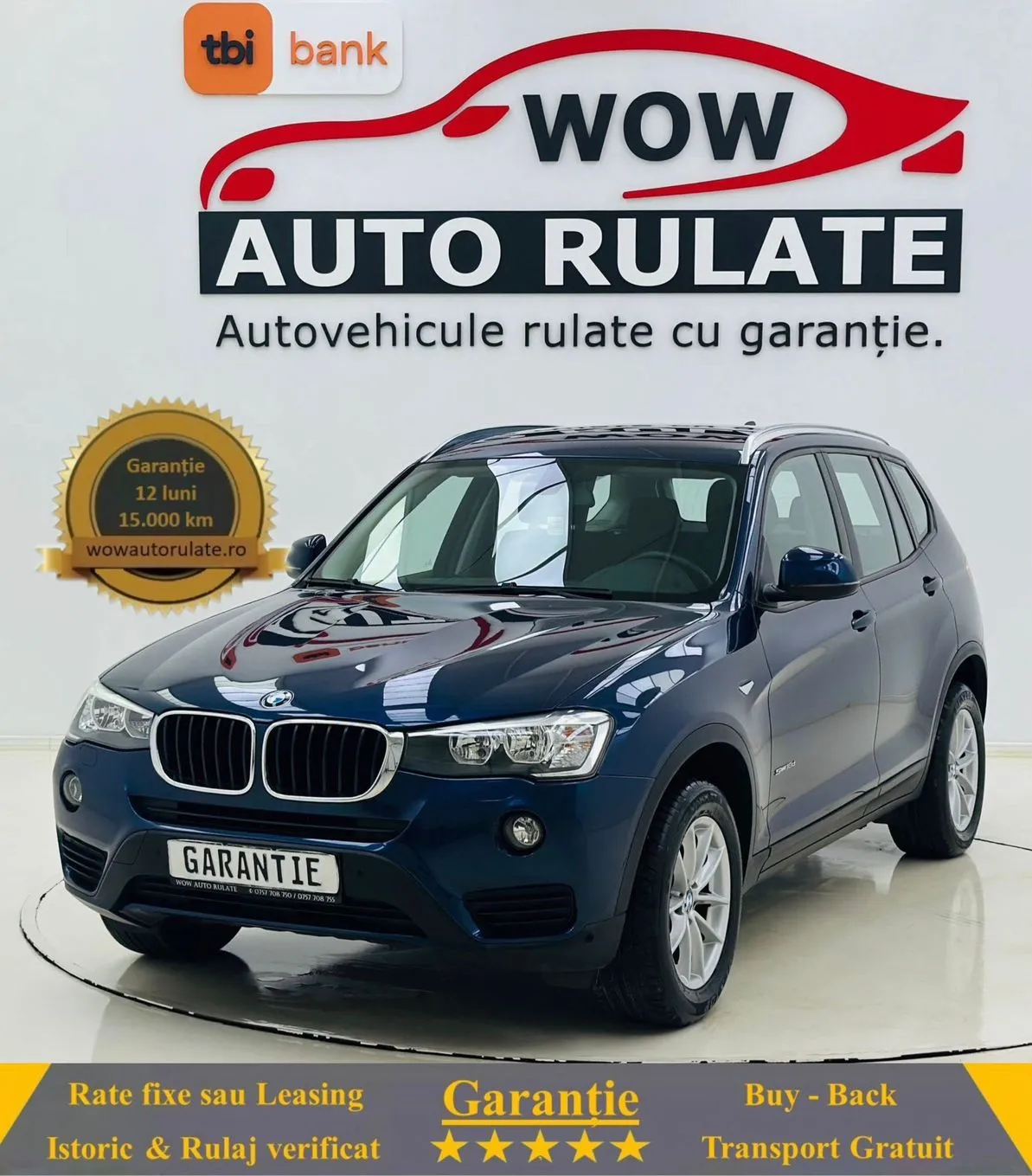 BMW X3 2016 2.0D E6 GARANTIE 12 LUNI Rate Avans 0 Doar cu Buletinul 2016 - WOW Auto Rulate