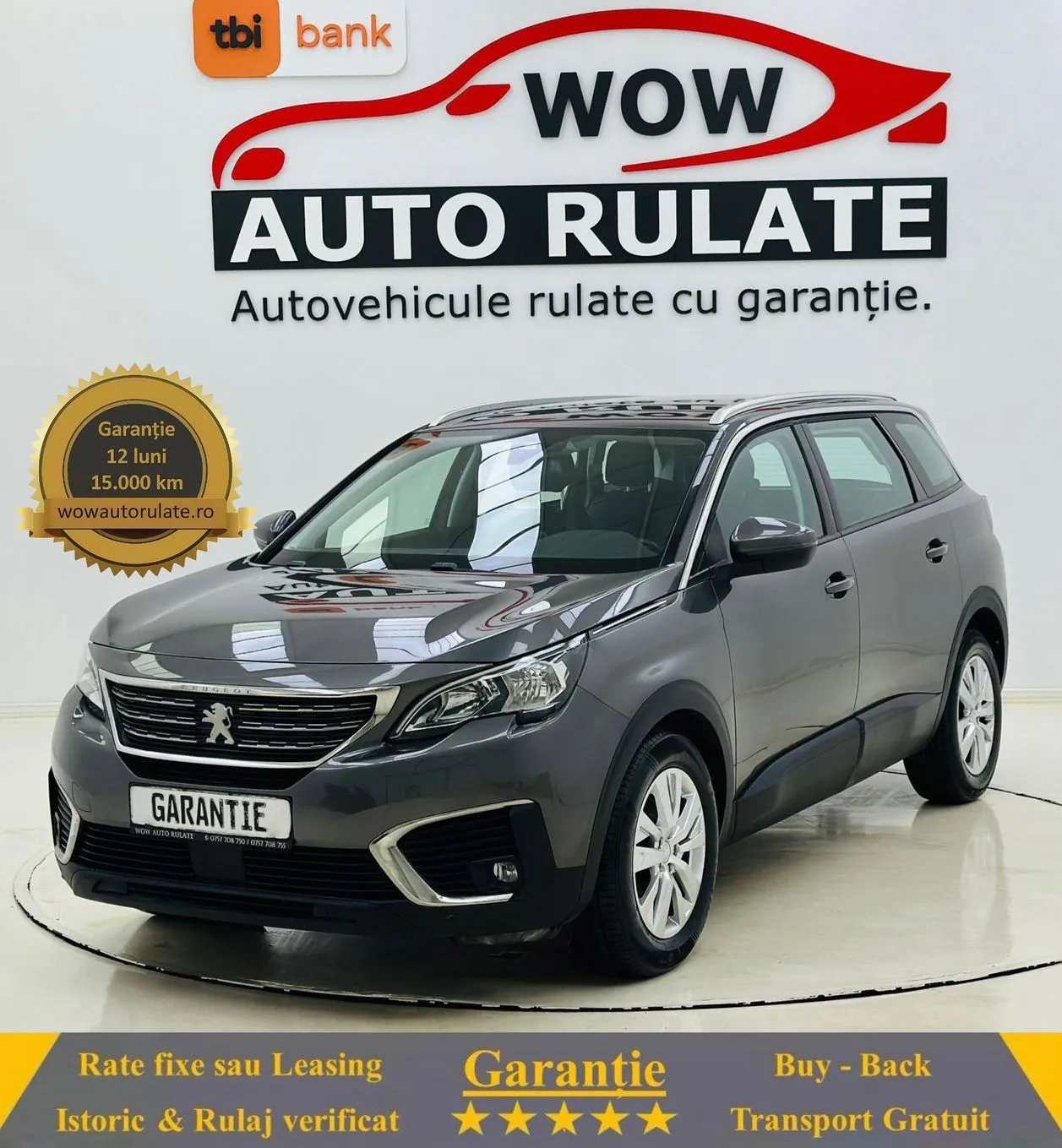 PEUGEOT 5008 2018 1.2I E6 GARANTIE 12 LUNI Rate Avans 0 Doar cu Buletinul 2018 - WOW Auto Rulate