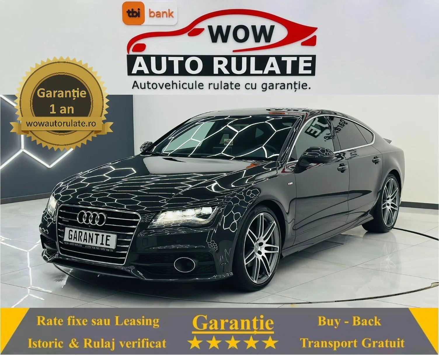 AUDI A7 2012 3.0D E6 4x4 Garantie 12 Luni Rate Avans 0 Doar Cu Buletinul 2012 - WOW Auto Rulate