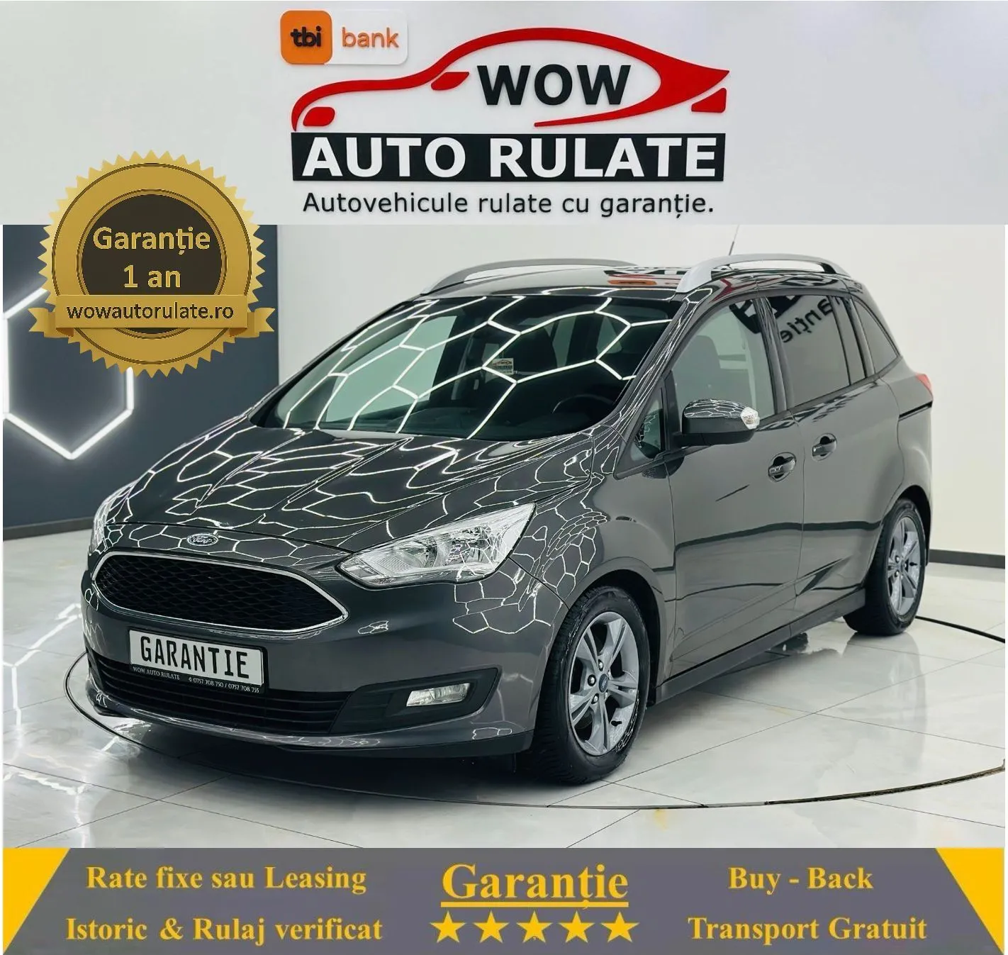 FORD GRAND C-MAX 2017 1.5D E6 7 Locuri Garantie 12 Luni Rate Avans 0 Doar Cu Buletinul 2017 - WOW Auto Rulate