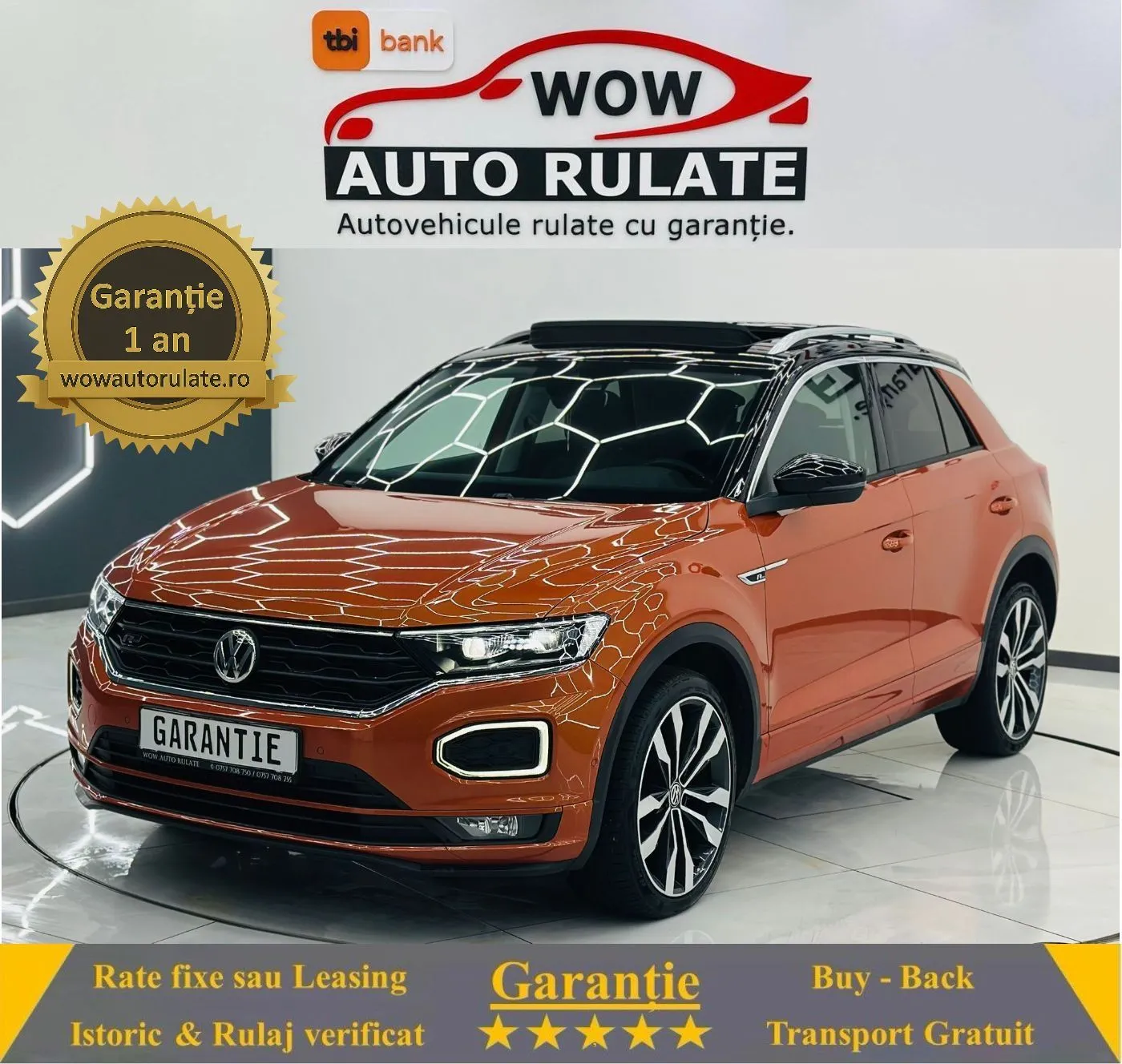 VOLKSWAGEN T-ROC 2019 1.6D E6 R-Line Garantie 12 Luni Rate Avans 0 Doar Cu Buletinul 2019 - WOW Auto Rulate
